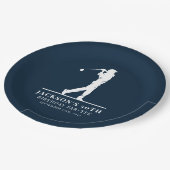 Navy Golf Thema Verjaardag Par-t-shirt Papieren Bordje (Gekanteld)
