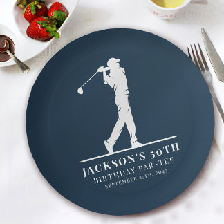 Navy Golf Thema Verjaardag Par-t-shirt Papieren Bordje