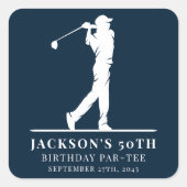 Navy Golf Thema Verjaardag Par-t-shirt Vierkante Sticker (Voorkant)