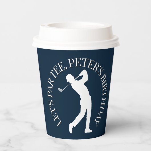 Navy Golfer Verjaardag in stijl Papieren Bekers (Achterkant)