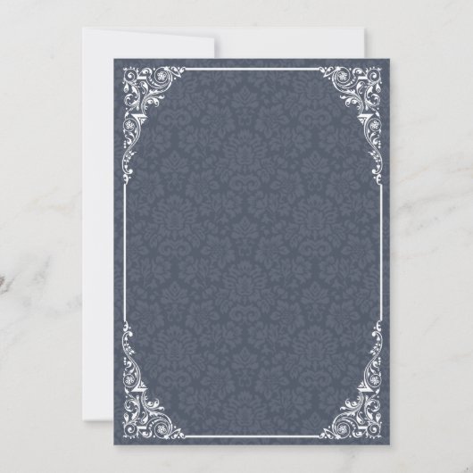 Navy Gothic Victoriaans Damask Save the Dates Save The Date (Achterkant)