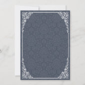Navy Gothic Victoriaans Damask Wedding Invites Kaart (Achterkant)