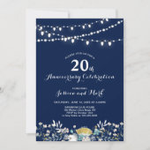 Navy & Goud 20e trouwjubileum uitnodiging (Voorkant)