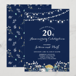 Navy & Goud 20e trouwjubileum uitnodiging