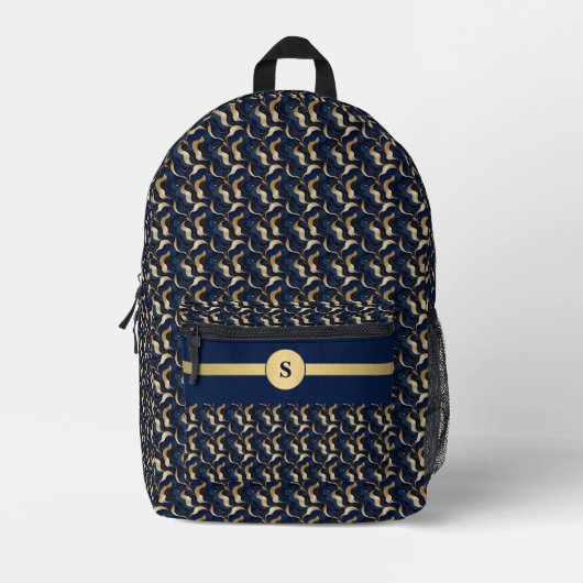 Navy & Goud Abstract Persoonlijke Rugzak (Voorkant)
