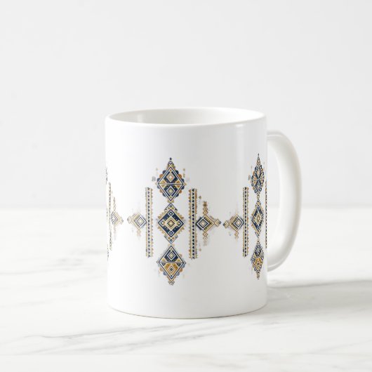 Navy & Goud Abstracte Symmetrie Design KOFFIE MOK (Voorkant rechts)