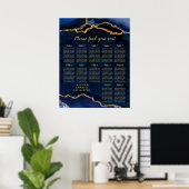 Navy Goud Agaat Trouw Zitplaatskaart 12 Tafels Poster (Thuiskantoor)