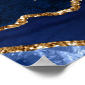 Navy Goud Agaat Trouw Zitplaatskaart 12 Tafels Poster (Hoek)