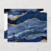 Navy Goud Agate Geode Edelsteen Trouw Aankondiging (Voorkant / Achterkant)
