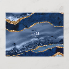 Navy Goud Agate Geode Edelsteen Trouw Aankondiging