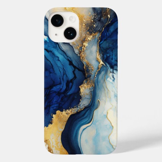 Navy Goud Alcohol Inkt Waterverf Spat Trend Case-Mate iPhone Case (Achterkant)
