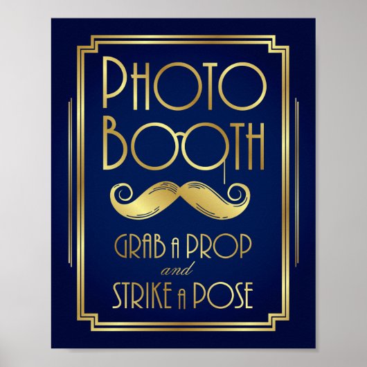 Navy Goud Art Deco FOTOHOK Bord Print (Voorkant)