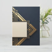 Navy & Goud Art-Deco Kaart (Staand voorkant)