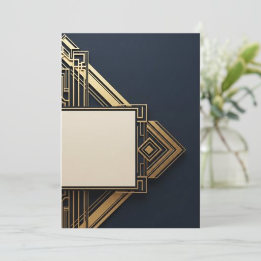 Navy & Goud Art-Deco Kaart (Staand voorkant)