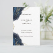 Navy Goud Barok Save The Date Kaart (Staand voorkant)