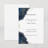 Navy Goud Barok Save The Date Kaart (Voorkant / Achterkant)