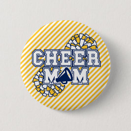 Navy & Goud Cheer Moeder  Ronde Button 5,7 Cm