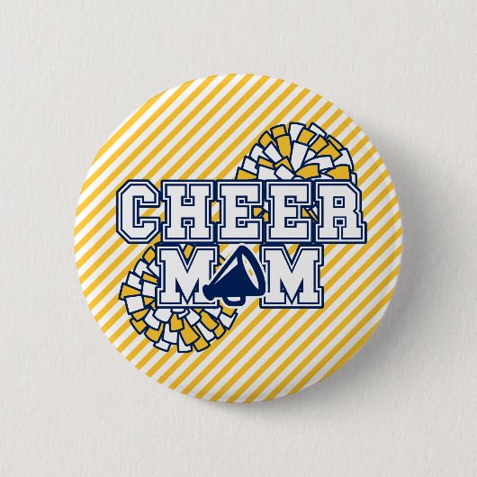 Navy & Goud Cheer Moeder Ronde Button 5,7 Cm (Voorkant)