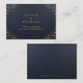 Navy goud elegante kalligrafie bruiloft invoegen informatiekaartje (Voorkant / Achterkant)