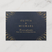 Navy goud elegante kalligrafie bruiloft invoegen informatiekaartje (Voorkant)