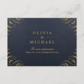 Navy goud elegante kalligrafie bruiloft invoegen informatiekaartje (Voorkant)