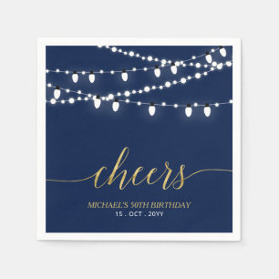 Navy & Goud   Elegante Lichten Volwassenen Verjaar Servet