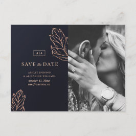 Navy goud elegante trouwdag. Blauwe Save the Date Briefkaart