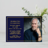 Navy & Goud Folie Aangepaste Foto Levensviering Uitnodiging (Staand Voorkant)