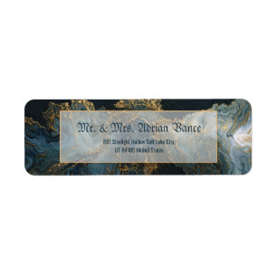Navy Goud Folie Marmer Agaat Retouradres Etiket