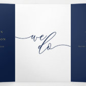 Navy Goud Formeel Minimaal Huwelijk Drieluik Kaart (Binnenkant midden)