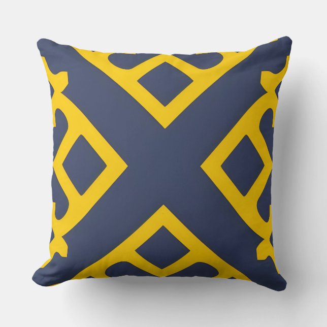 Navy Goud Geometrisch X Vet Modern Huisdecor Kussen (Voorkant)