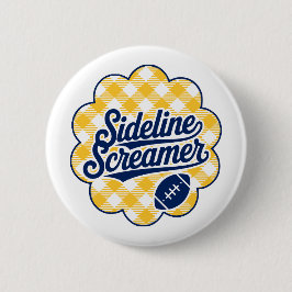 Navy & Goud Gingham Game Day Voetbal Ronde Button 5,7 Cm