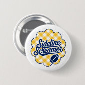 Navy & Goud Gingham Game Day Voetbal Ronde Button 5,7 Cm (Voorkant /achterkant)