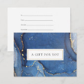 Navy Goud Glitter Agate Marmer Cadeaubewijs (Voorkant / Achterkant)