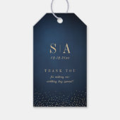 Navy & Goud Glitter Gesofisticeerde Monogram bruil Cadeaulabel (Voorkant)