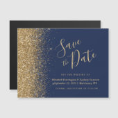 Navy Goud Glitter Magnetische Trouw Save the Date (Voorkant / Achterkant)