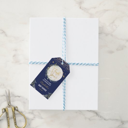 Navy Goud Groen Maan Twinkle Star Douche Favoriete Cadeaulabel (Met Touw)