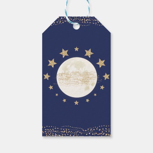 Navy Goud Groen Maan Twinkle Star Douche Favoriete Cadeaulabel (Achterkant)