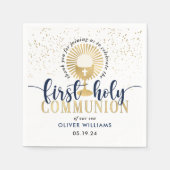 Navy & Goud Jongen Eerste Heilige Communie Bedankt Servet (Voorkant)