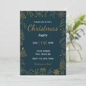 Navy & Goud Kerst Uitnodiging | Moderne Glamour (Staand voorkant)