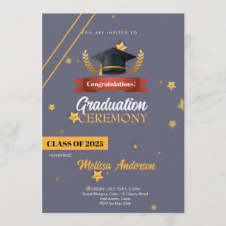 Navy Goud Klas van 2025 Ceremonie Uitnodiging