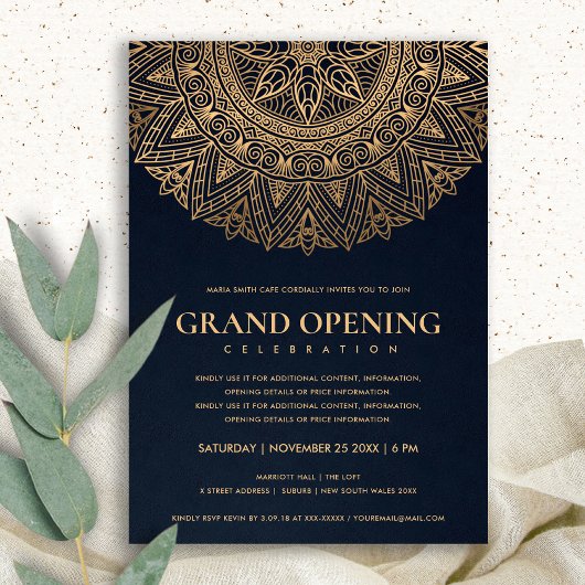 NAVY GOUD KLASSEKE SIERLIJKE MANDALA GRAND OPENING KAART