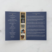 Navy & Goud Koninklijk Thema Foto Funeral Programm (Binnen)