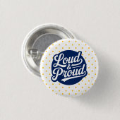 Navy & Goud Luid & Trots Cheer Moeder Ronde Button 3,2 Cm (Voorkant /achterkant)