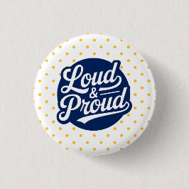 Navy & Goud Luid & Trots Cheer Moeder  Ronde Button 3,2 Cm