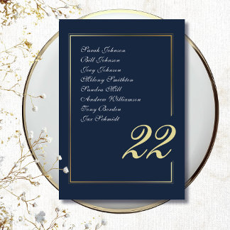 Navy Goud Minimal Script Calligrafie Bruiloft Kaart