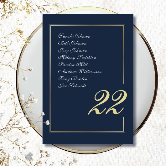 Navy Goud Minimal Script Calligrafie Bruiloft Kaart