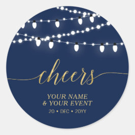 Navy & Goud | Moderne Cheers Volwassene Verjaardag Ronde Sticker