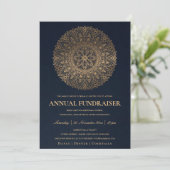 NAVY GOUD ORNATE MANDALA BEDRIJFSFEest EVENEMENT Kaart (Staand voorkant)