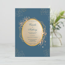 Navy Goud Ovaal Bloemen Boho Bruiloft